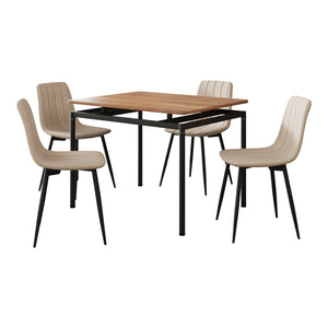 Ensemble de salle à manger Hemnes pour 4 personnes effet chêne / marron clair [en.casa] 
