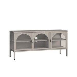 Buffet vitrine Klippestad acier verre 118 x 35 x 55 cm camel [en.casa]