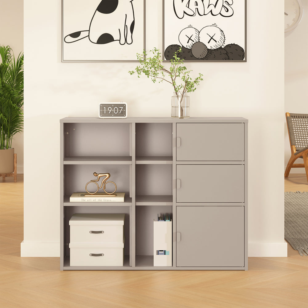 Armoire à dossiers Kliri métallique 100 x 32 x 81 cm couleur camel [en.casa]