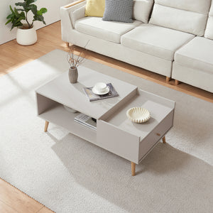 Table basse Hallevil avec tiroir 106 x 59 x 44 cm blanc [en.casa]
