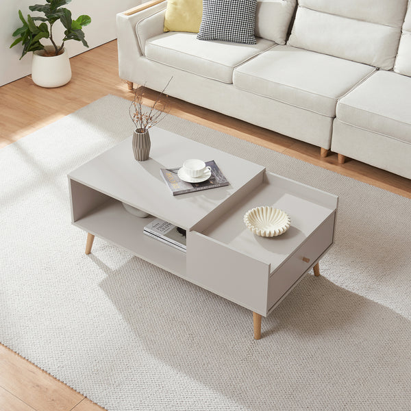Table basse Hallevil avec tiroir 106 x 59 x 44 cm blanc [en.casa]