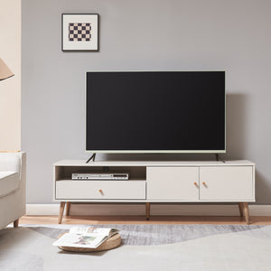 Meuble TV Hallevil 150x39x45 cm Blanc [en.casa]