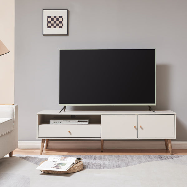 Meuble TV Hallevil 150x39x45 cm Blanc [en.casa]