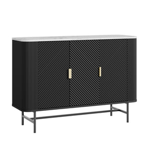 Buffet Olvehok 110 x 40 x 77 cm effet marbre noir [en.casa]