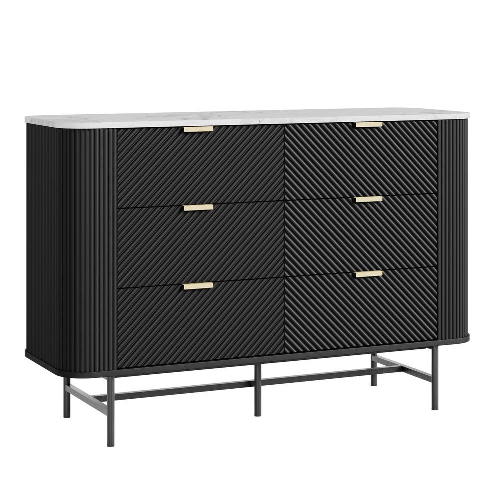 Commode Olvehok 81 x 120 x 40 cm effet marbre blanc noir [en.casa]