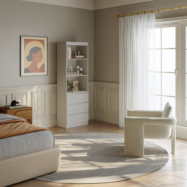 Bibliothèque Les avec 3 tiroirs 180 x 60 x 35 cm blanc [en.casa]