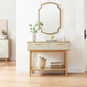 Table console Ferrersp 100 x 40 x 80 cm effet chêne / couleur sable [en.casa]