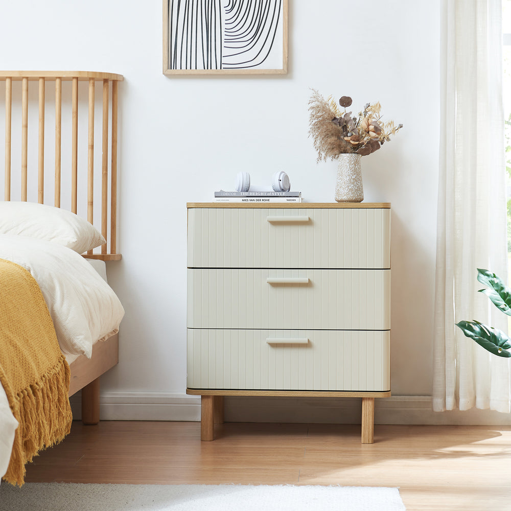 Commode Ferrersp avec 3 tiroirs 70x60x40 cm aspect chêne/sable [en.casa]