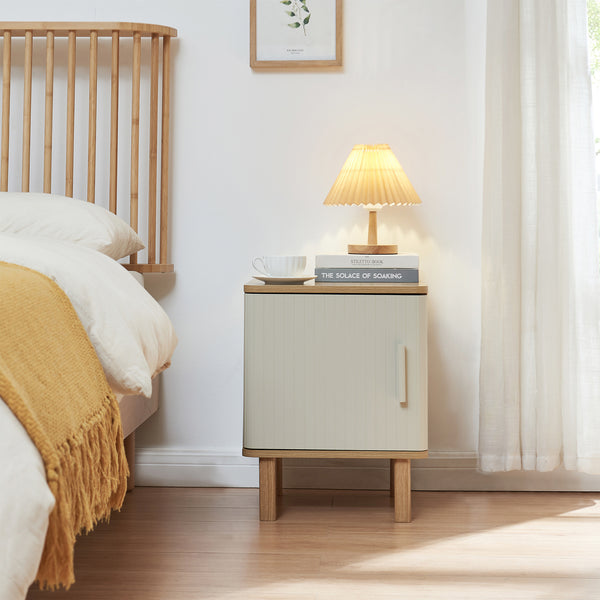 Table de chevet Ferrersp avec porte 50x40x40 cm aspect chêne/sable [en.casa]