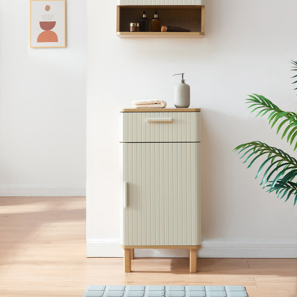 Armoire de salle de bain Ferrersp 80x40x35 cm aspect chêne / couleur sable [en.casa]