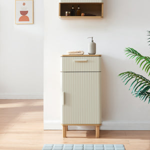 Armoire de salle de bain Ferrersp 80x40x35 cm aspect chêne / couleur sable [en.casa]