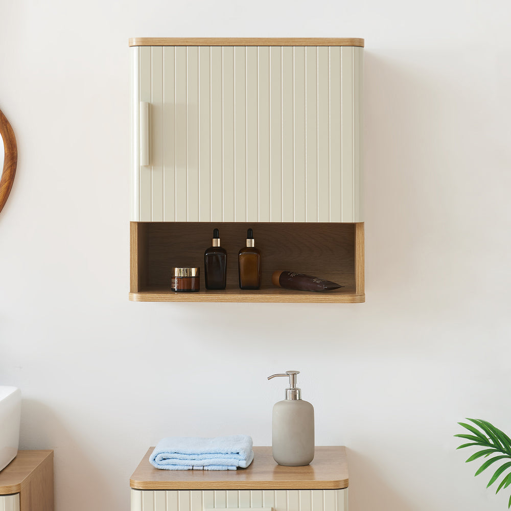 Armoire suspendue Ferrersp 50x45x24 cm aspect chêne / couleur sable [en.casa]