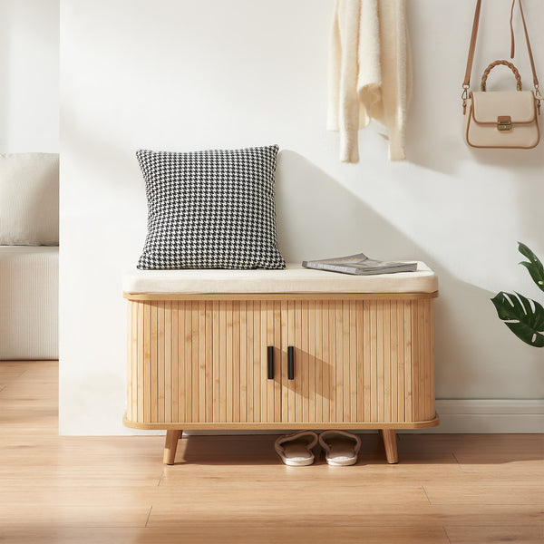 Banc à chaussures Tvedestrand bambou 50 x 80 x 40 cm naturel beige [en.casa]