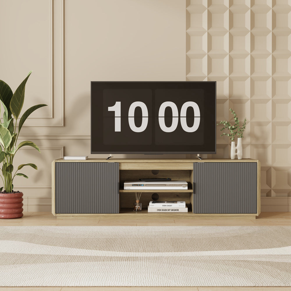 Meuble TV Trömi 150 x 40 x 43 cm effet chêne gris [en.casa]