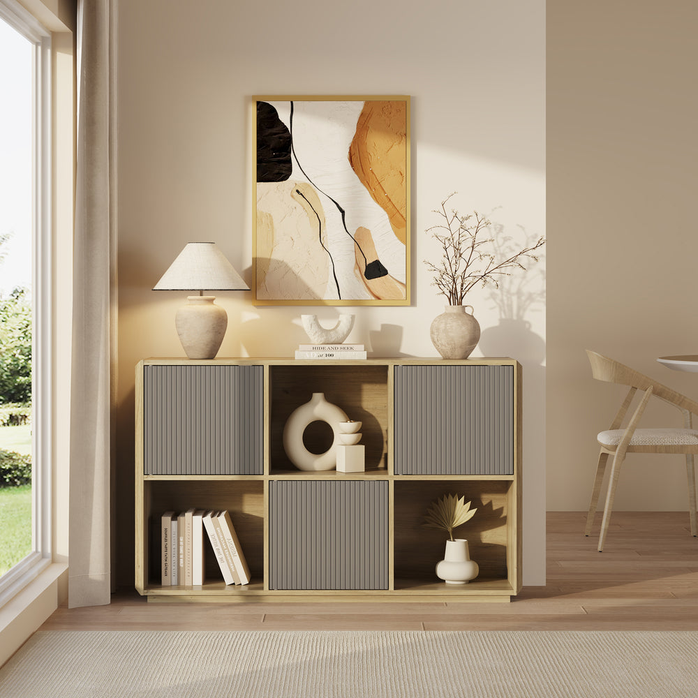 Buffet Trömi 75 x 120 x 30 cm effet chêne gris [en.casa]