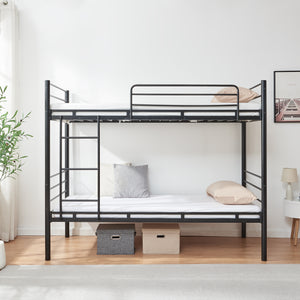 Lit superposé en métal Bevapis avec 2 matelas 90x200 cm Noir [en.casa]