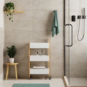 Chariot Varulta 80x41x20 cm Nature/Blanc [en.casa]