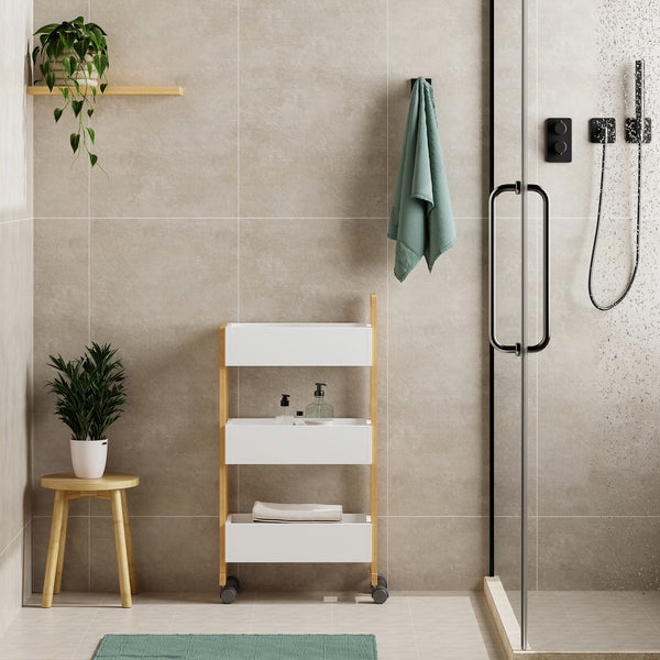 Chariot Varulta 80x41x20 cm Nature/Blanc [en.casa]