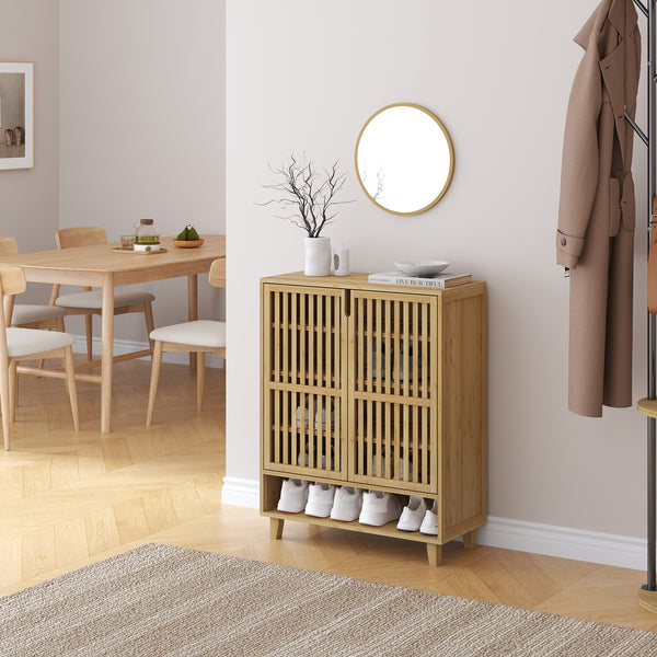 Armoire à chaussures Sirgerg 91x72x35 cm Bambou Naturel [en.casa]