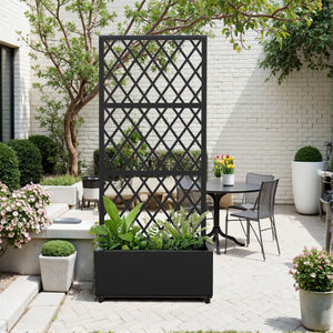 Cloison Malja avec bac à fleurs en acier 190x82x38 cm Noir [casa.pro]