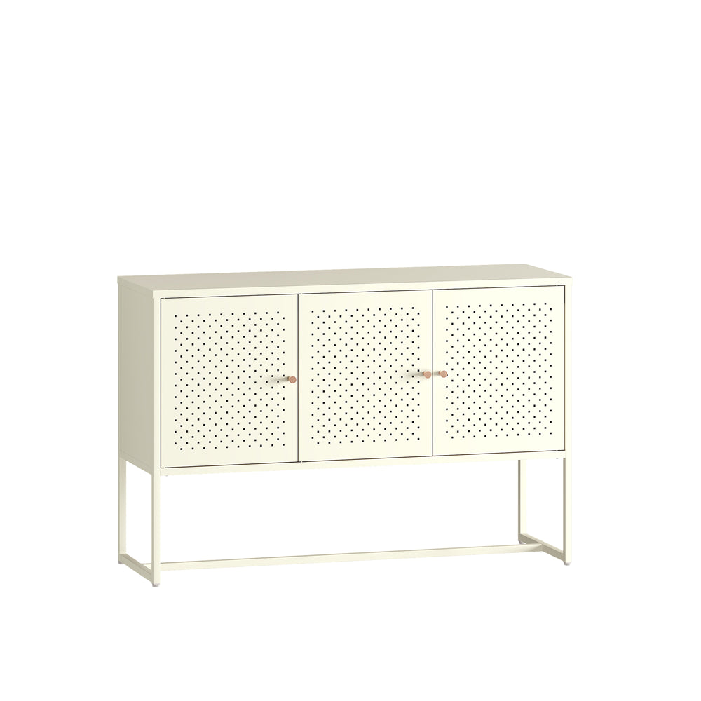 Commode Viitasaari 120 x 40 x 80 cm acier blanc crème [en.casa]