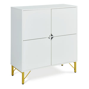 Commode Reyri 90 x 80 x 35 cm blanc / doré [en.casa]