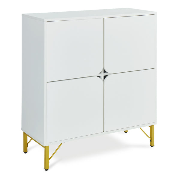 Commode Reyri 90 x 80 x 35 cm blanc / doré [en.casa]