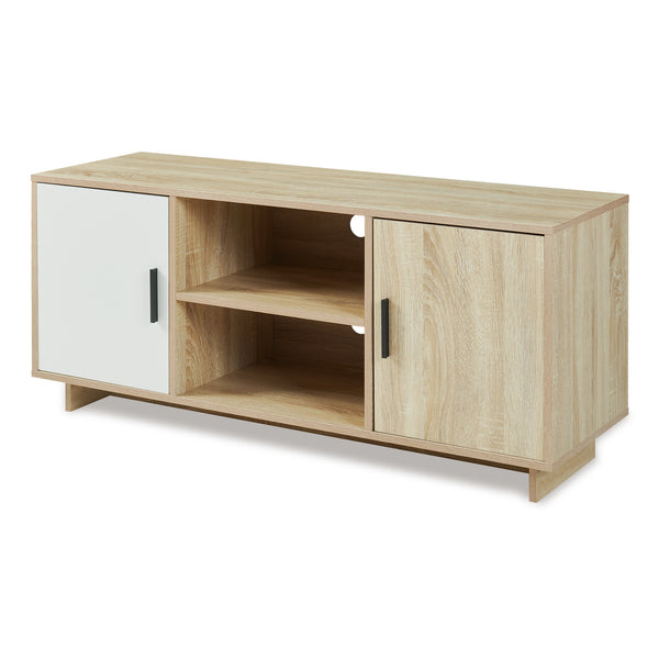 Meuble TV Kenta 120x39x52 cm aspect chêne Sonoma/blanc [en.casa]