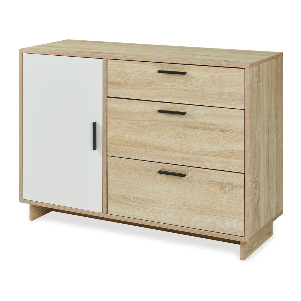 Buffet Kenta 100x35x72 cm aspect chêne Sonoma/blanc [en.casa]