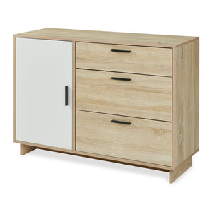 Commode Kenta 100 x 35 x 72 cm effet chêne sonoma blanc [en.casa]