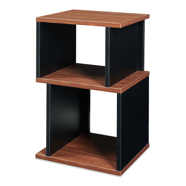 Table d'appoint 'Trond' avec 2 compartiments ouverts 50 x 33 x 29 cm Noir/effet noyer