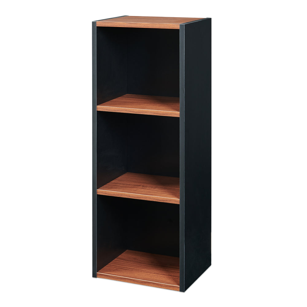 Bibliothèque Trond 80 x 30 x 23 cm noir / effet noyer [en.casa]