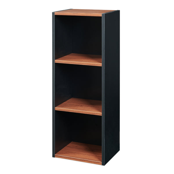 Bibliothèque Trond 80 x 30 x 23 cm noir / effet noyer [en.casa]
