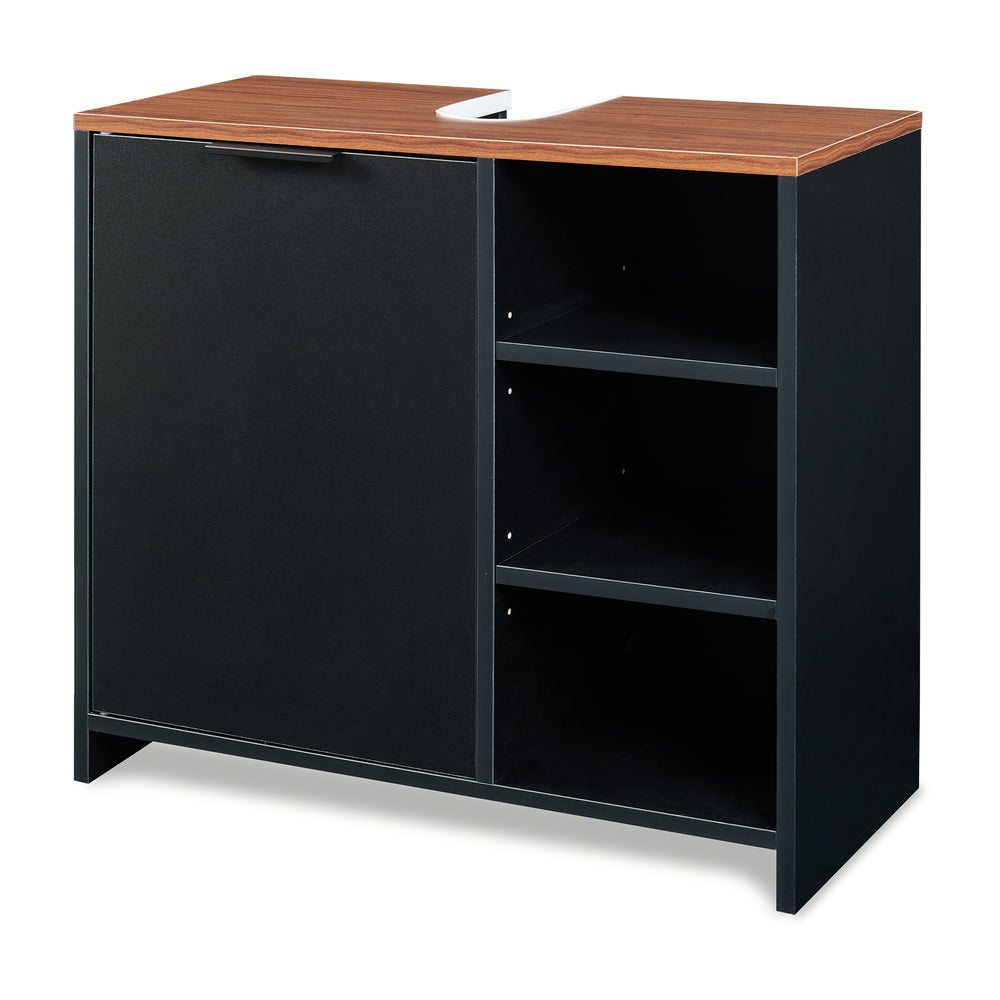 Meuble sous lavabo Trond 60 x 66 x 30 cm noir effet noyer [en.casa]