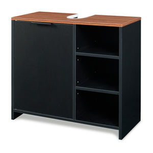 Meuble sous lavabo Trond 60 x 66 x 30 cm noir effet noyer [en.casa]