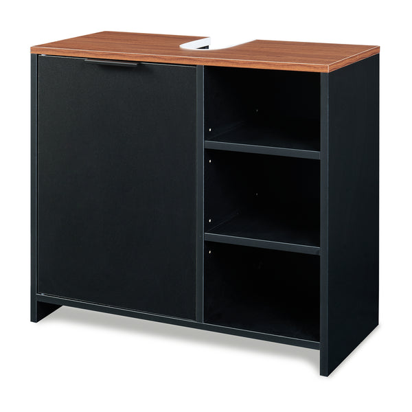 Meuble sous lavabo Trond 60 x 66 x 30 cm noir effet noyer [en.casa]