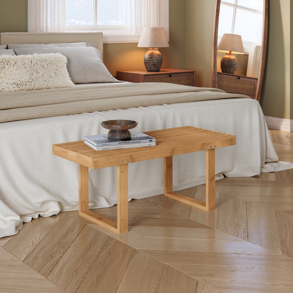 Banc à chaussures Aarela bambou 91 x 41 x 38 cm naturel [en.casa]