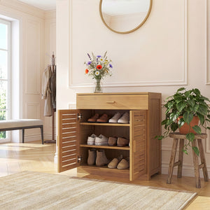 Meuble à chaussures Aarela bambou 67 x 66 x 34 cm naturel [en.casa]