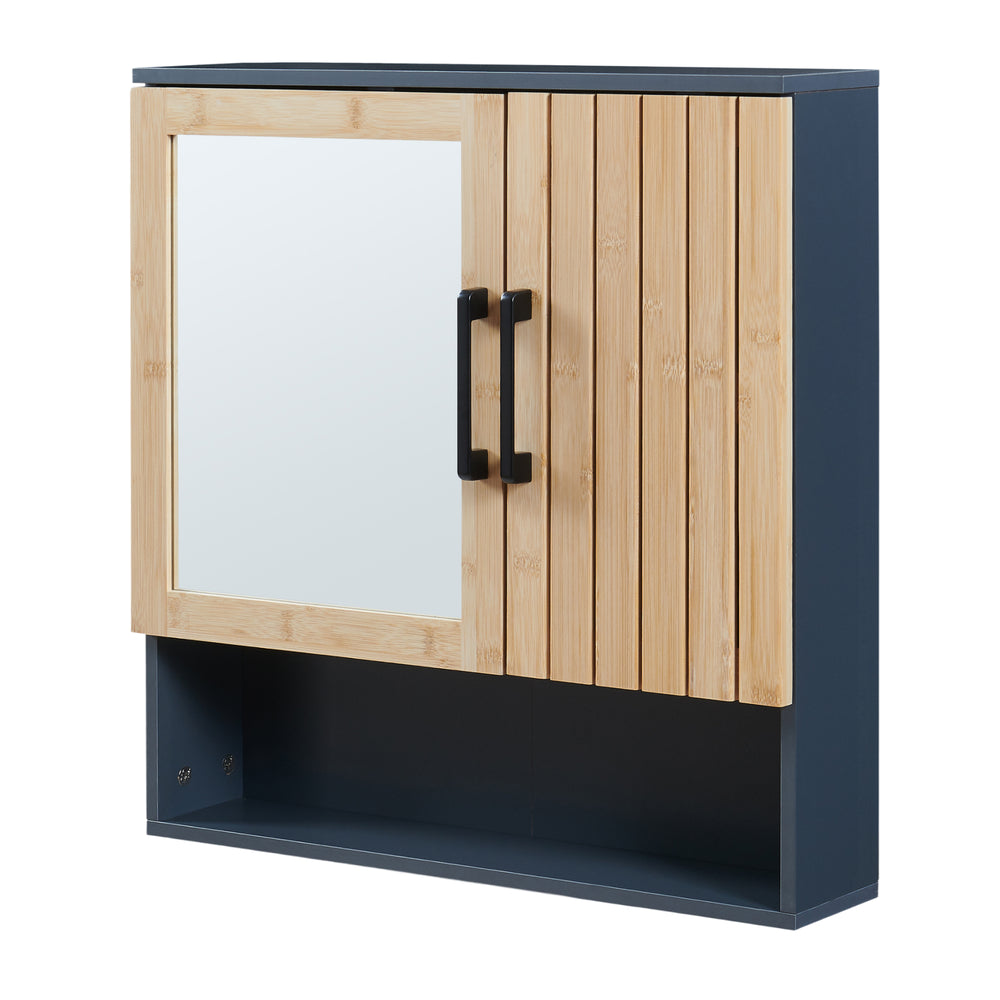 Armoire murale de salle de bain avec miroir Svanes 58 x 56 x 13 cm gris foncé naturel [en.casa]