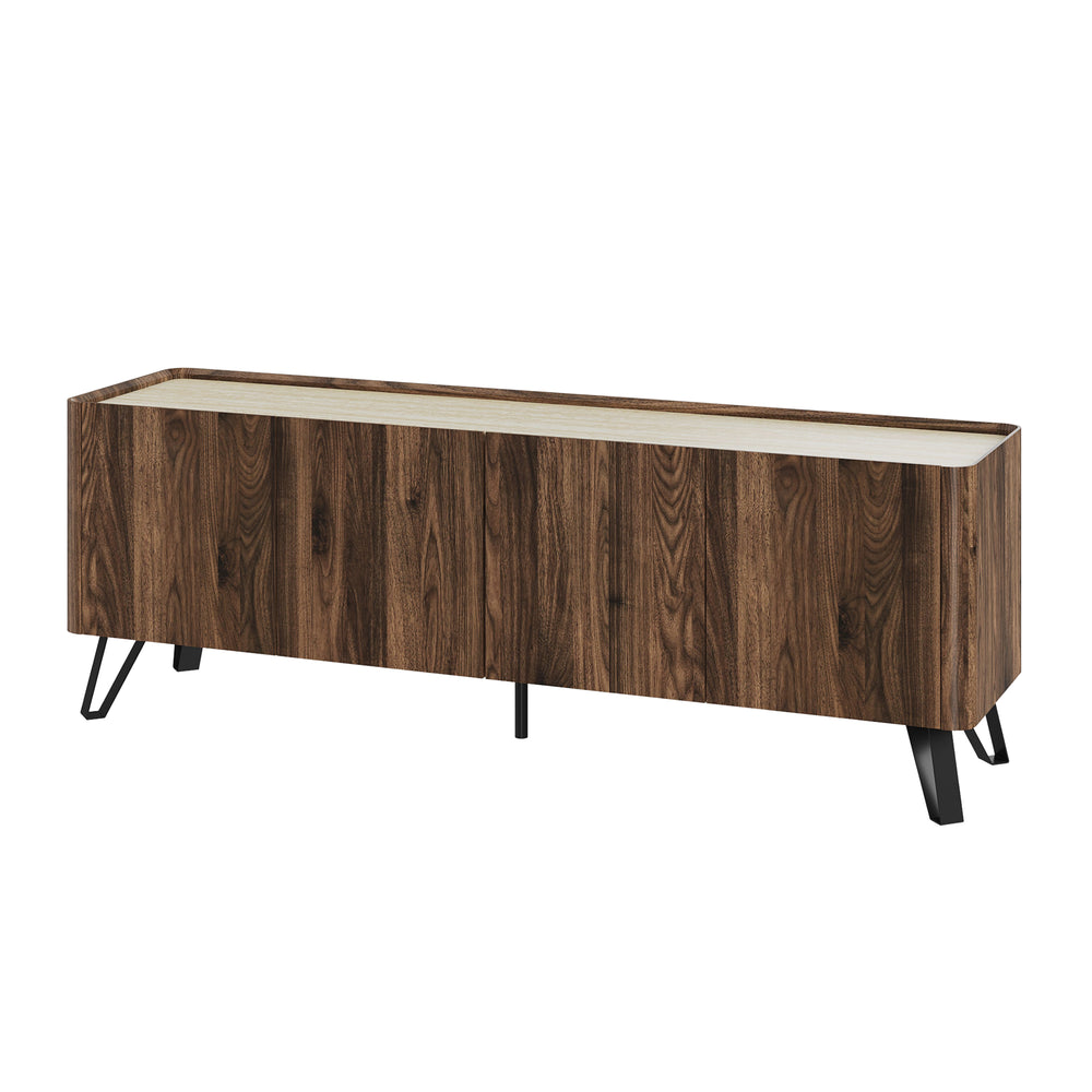 Meuble TV Trorlon 160 x 40 x 55 cm effet noyer travertin [en.casa]