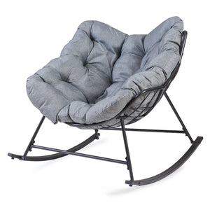 Fauteuil à bascule de jardin Villeneuve 85 x 90 x 91 cm noir gris [en.casa] 