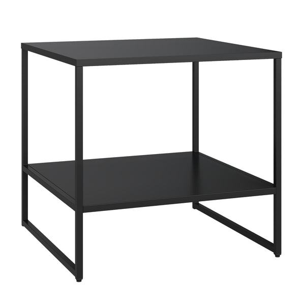 Table d'appoint Salsnes 53x51x51 cm avec étagère Acier Noir [en.casa]