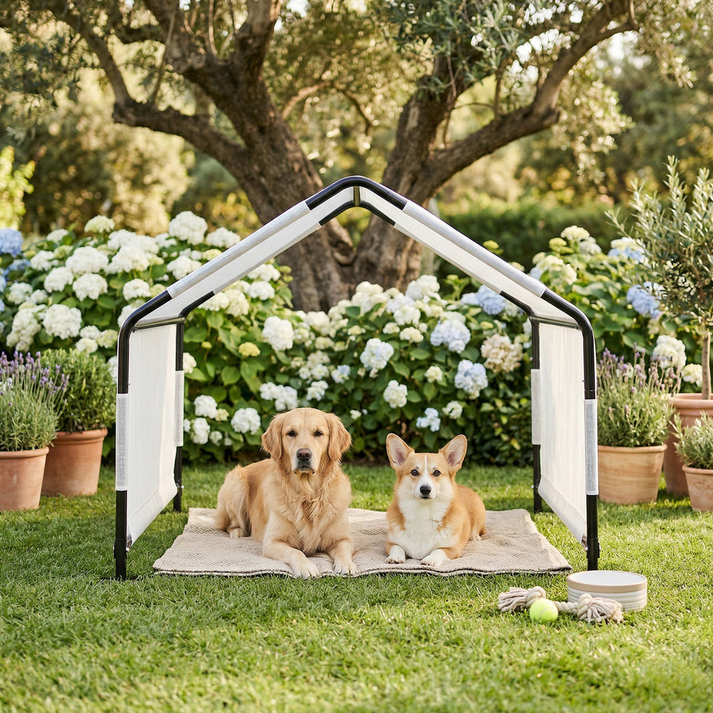 Tente d'extérieur pour chiens Valevali 122 x 122 x 90 cm noir / blanc [en.casa]