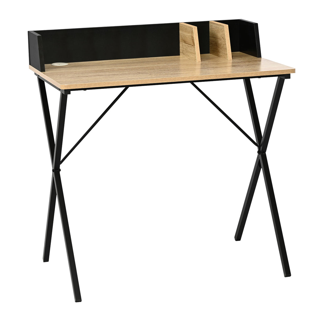 Bureau Kappespoo 84 x 80 x 50 cm noir / effet chêne [en.casa]