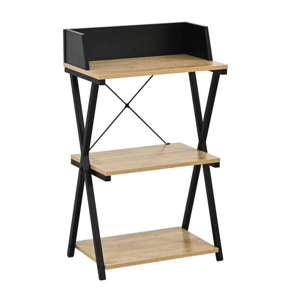 Étagère sur pied Kappespoo 84x50x30 cm Noir/Aspect chêne [en.casa]