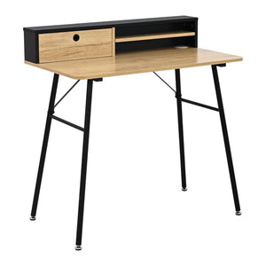 Bureau Var 93x90x50 cm Noir/Aspect chêne [en.casa]