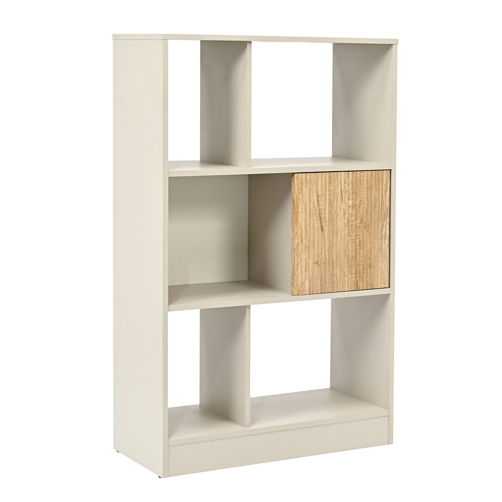 Bibliothèque Karena 112 x 70 x 30 cm blanc crème / effet chêne [en.casa]