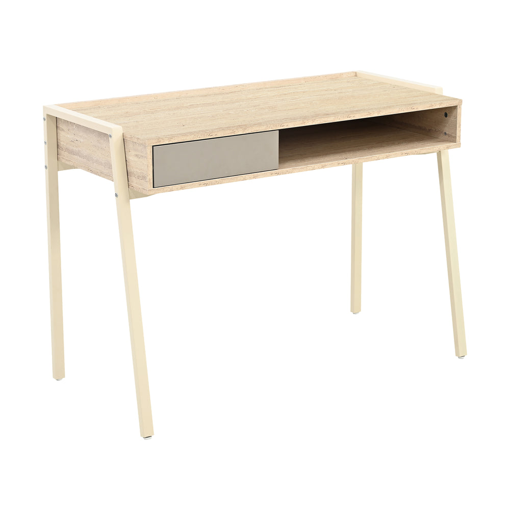 Bureau Boderas 107 x 55 x 78 cm beige effet travertin [en.casa]