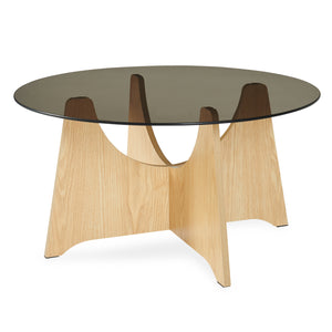 Table basse Omlar ronde Ø70x35 cm effet chêne / gris fumé [en.casa]