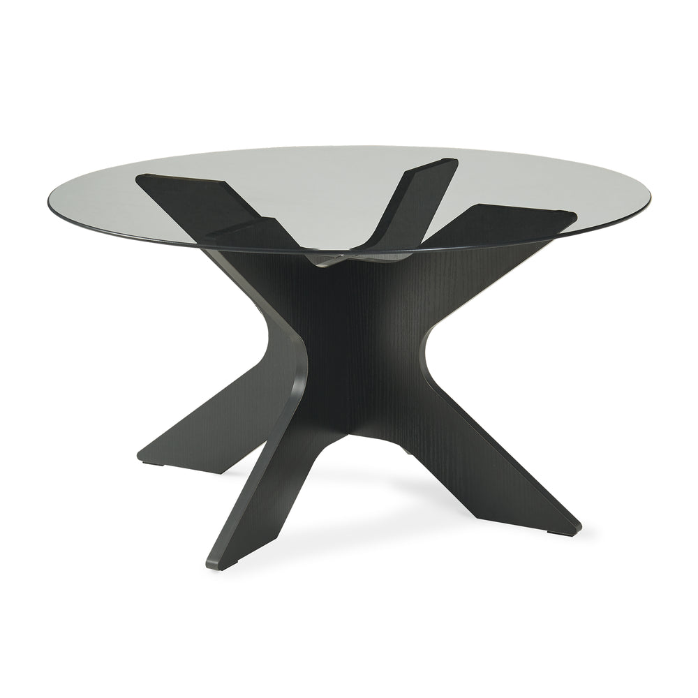 Table basse Imi avec plateau en verre Ø70x35 cm Noir/Gris [en.casa]